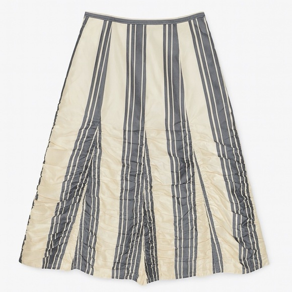 Vintage Stiletto A-Line Off White and Gray Lined Midi Skirt - Picture 1 of 14